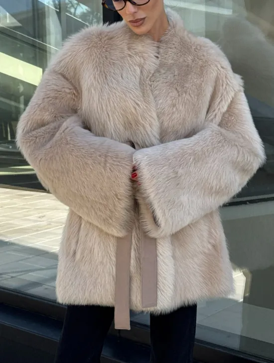 Женская двухсторонняя дубленка-шуба из меха итальянской тосканы - фото 4