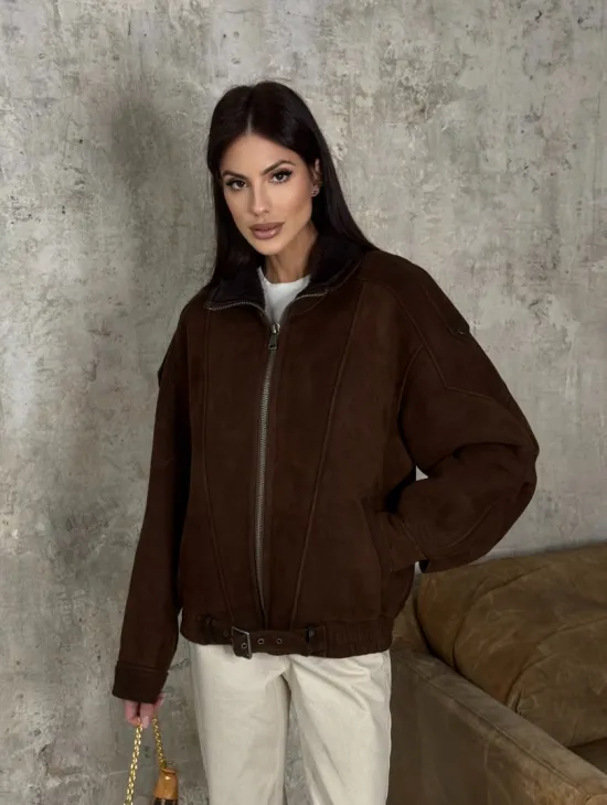 Дубленка - бомбер на молнии из овчины MERINO - фото 11