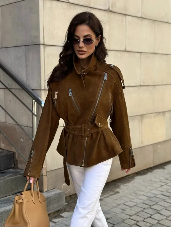 Косуха из натуральной замши под пояс 