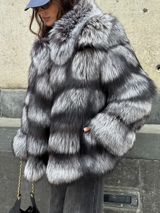Шуба из чернобурки воротник стойка - фото 9