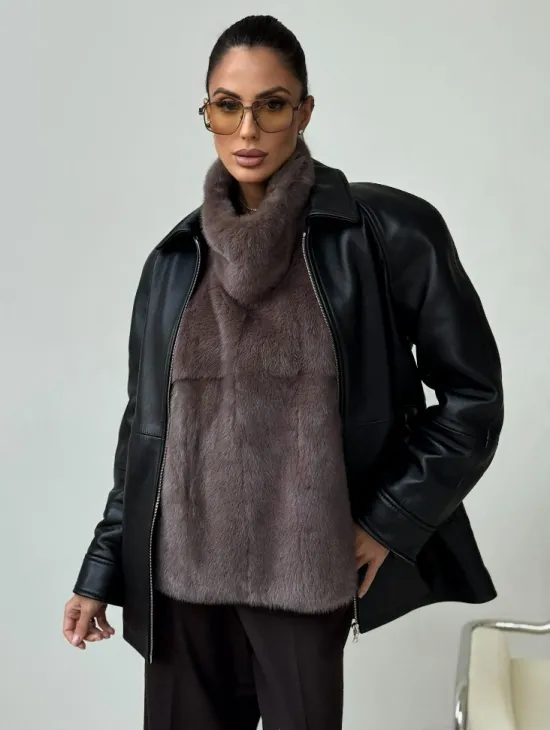 Норковая женская манишка - фото 0