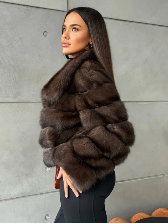 Короткая шуба из баргузинского соболя - фото 7