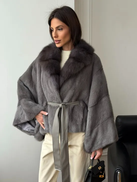 Короткий норковый полушубок - летучка - фото 5