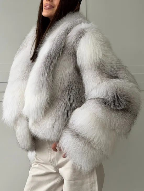 Шуба кроп-топ из лисы finnish cross fox - фото 1