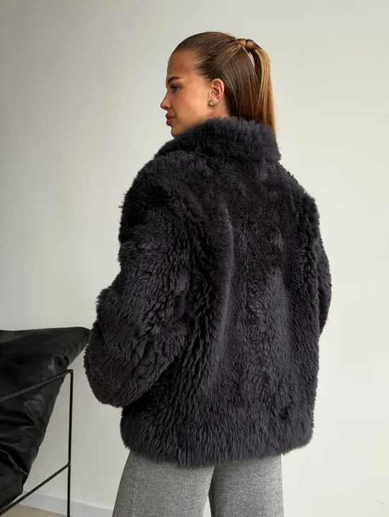 Короткая дубленка из овчины тиградо - фото 6