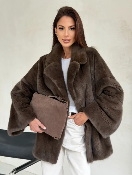 Меховой норковый жакет - английский воротник - фото 0