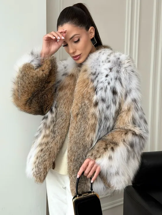 Шуба из натурального меха рыси - фото 7