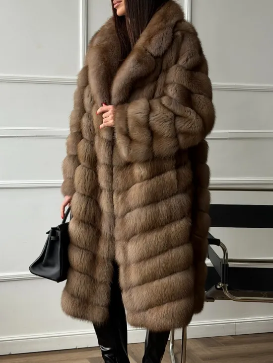 Шуба из куницы - английский воротник - фото 3