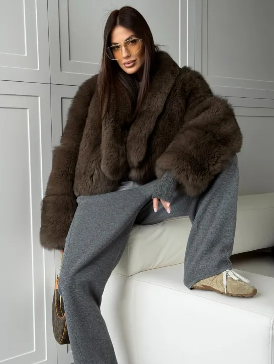 Кроп-шуба из меха песца - фото 0