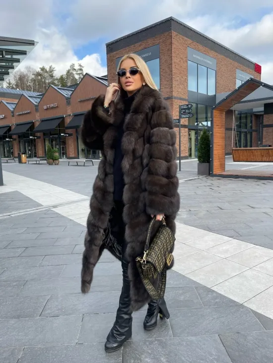 Шуба из меха соболя, воротник шаль - фото 3