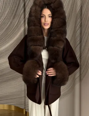 Пальто с мехом песца под соболь - фото 6