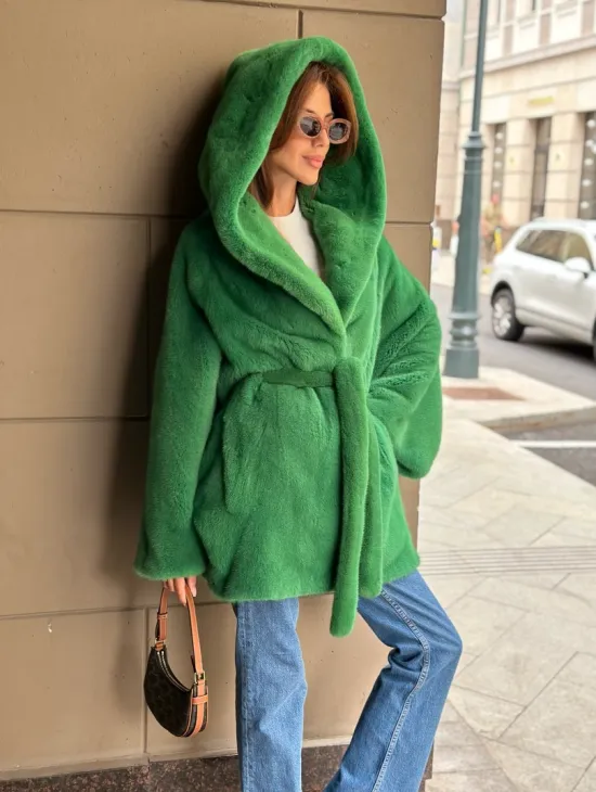 Шуба норковая с капюшоном 100524 - фото 5