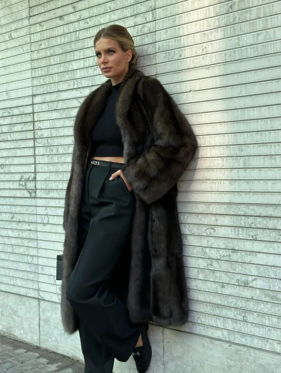 Классическое пальто из меха соболя седина 1/2 - фото 2